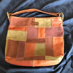 Leather and Suede Color Patchwork Lucky Hobo